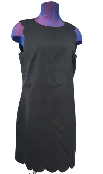 J. Crew Black Sheath Dress Scalloped Hems Size 8 Women's - Picture 9 of 9